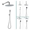 NLCKDSML Overhead Hand Shower Set Wall Ceiling Mounted Ultra Thin Stainless 3 Functions Hand Shower with Valve Hose Chrome(RD Wall ABS,Top 10 inch) view 3
