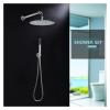 NLCKDSML Overhead Hand Shower Set Wall Ceiling Mounted Ultra Thin Stainless 3 Functions Hand Shower with Valve Hose Chrome(RD Wall ABS,Top 10 inch) view 4