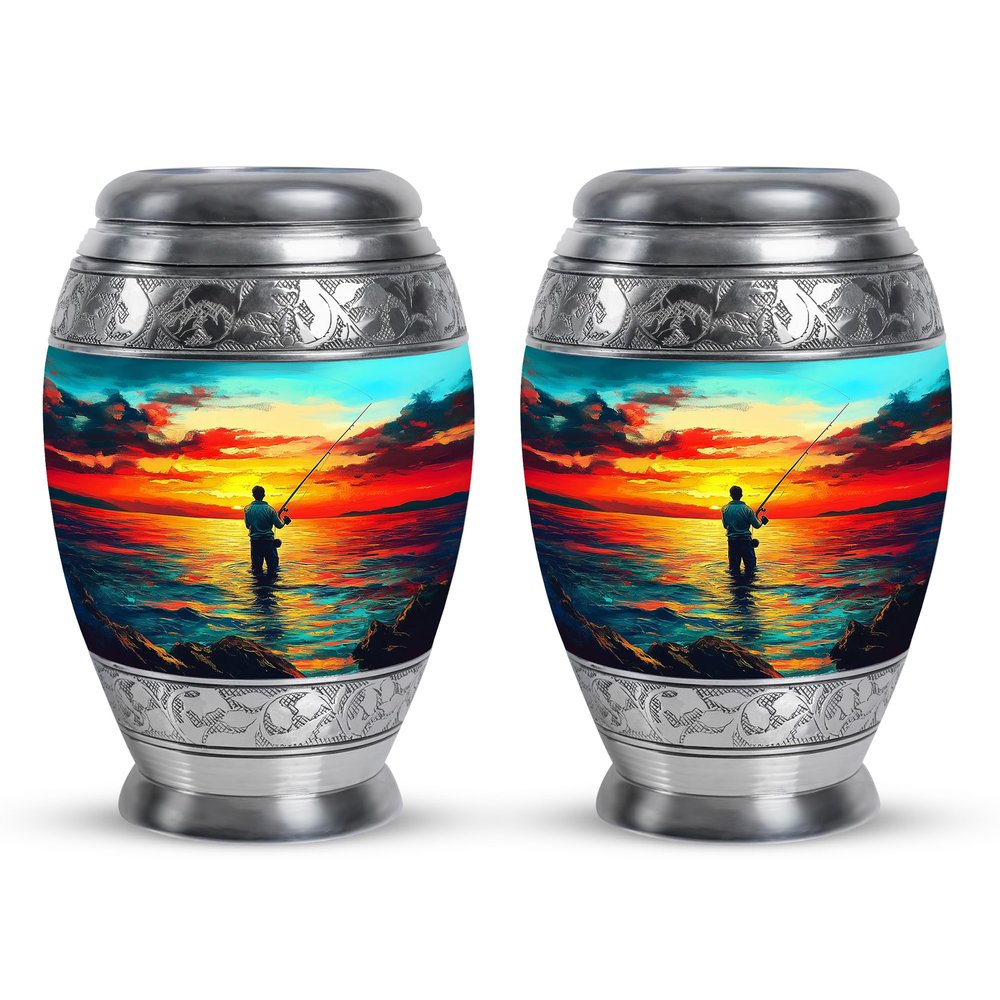 SABURIAL Fishing Urn - Mini Burial Urns for Human Ashes Adult Man - Decorative Funeral Urns - Keepsake Cremation Urn for Ashes Adult Female - 3 Inch Set of 2