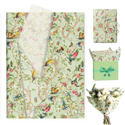 100 Sheets Vintage Floral Bird Tissue Paper, Watercolor Bird Pattern Gift Wrap Paper, DIY Art Tissue for Wedding Birthday Baby Shower Party Gift Filling Supplies, 13.8 x 19.7 inches