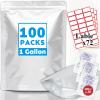 Cloudslucky Mylar Bags 2Quart 50PCS 8"X12" for Food Storage with Oxygen Absorbers&Labels,10Mil Thick Resealable Zipper&Heat Seal Stand Up Pouches for Packaging Long Term,Dried Food,BPA Free view 1