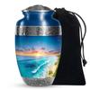 KARYLIZ Blue Ocean Beach Sunset Urns for Human Ashes, Funeral Urn for Ashes Adult Men and Women, Memorial Gifts for Family, Cremation Urns for Male, Burial Urn for Cremated Remains, 10 Inch Large view 1