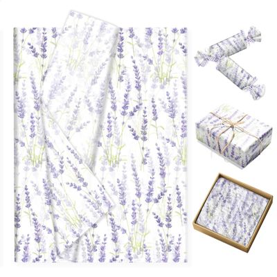 100 Sheets Lavender Tissue Paper, Purple Flower Gift Wrap Tissue Paper, DIY Art Bouquet Wrapping for Wedding Birthday Baby Shower Favors Paper Fillers Packing Supplies, 13.8 x 19.7 inches