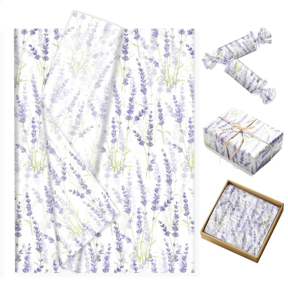 100 Sheets Lavender Tissue Paper, Purple Flower Gift Wrap Tissue Paper, DIY Art Bouquet Wrapping for Wedding Birthday Baby Shower Favors Paper Fillers Packing Supplies, 13.8 x 19.7 inches