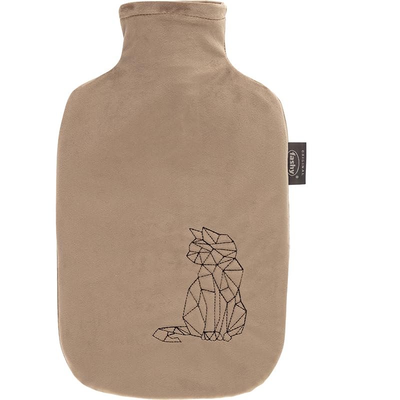 Fashy Hot Water Bottle 2.0 Litre Beige with Soft Cover and Raised Quilting