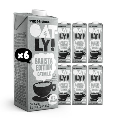 Oatly Barista Edition Oat Milk - Crafted for Coffee | Dairy-Free, Plant-Based, Shelf-Stable Milk that makes Perfect Foam (32 oz, 6-pack)