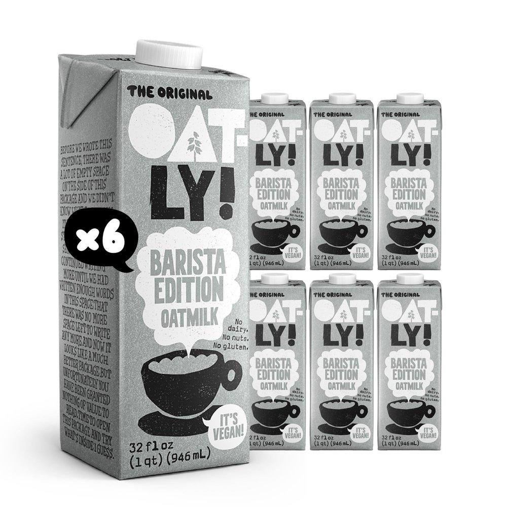 Oatly Barista Edition Oat Milk - Crafted for Coffee | Dairy-Free, Plant-Based, Shelf-Stable Milk that makes Perfect Foam (32 oz, 6-pack)