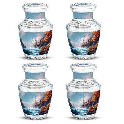 JAGSHASHI Lighthouse Cremation Urns - Burial Urn for Adult Ash - Dad Urns for Human Ashes - Memorial Urn - Pack of 4