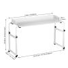 Masiunoz 120x40CM Height Adjustable Overbed Tables with Rollers and Flaps, Rolling Laptop Table - 65-95 cm high, 120-210 cm Long, 20 kg MDF Carbon Steel - for Home, Office, Bedroom White view 2