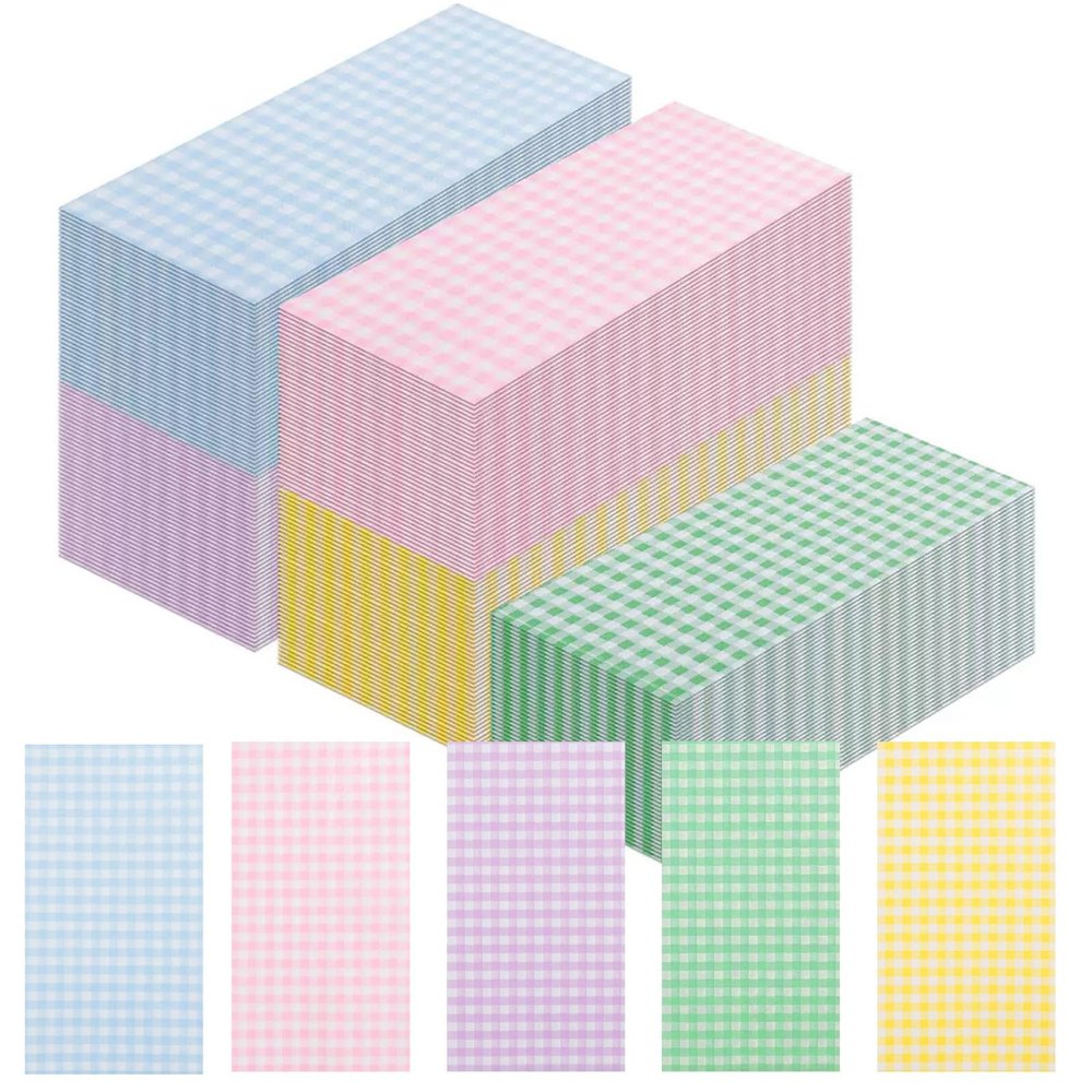 100 PCS Colored Gingham Guest Napkins Disposable hand towels for Bathroom Birthday Baby Shower Picnic Wedding Party Supplies 4.3 x 7.8 Inch