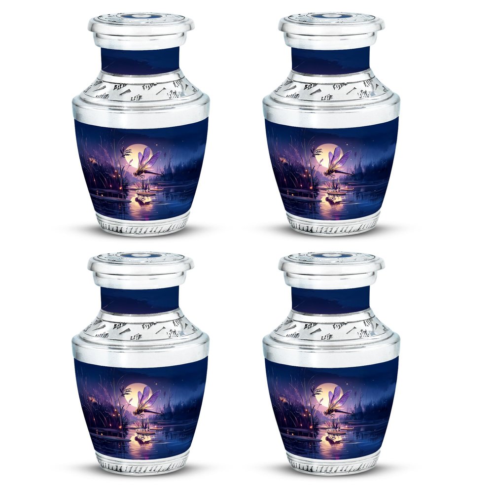 JAGSHASHI Dragonfly Cremation Urns for Ashes - Cremation Urn for Adult Men & Women - Human Remains Urns - Cremation Urn Keepsake - Pack of 4