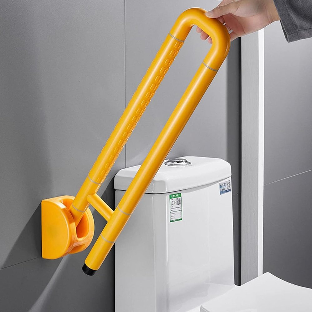 PYUNMCZ Handicap Grab Bars for Bathroom, Flip Up Toilet,Non-Slip Wall Mounted Bathroom Safety Handrail, Stainless Steel Toilet bar,Toilet Handles for Seniors, Pregnant Women and Disability(Yellow)