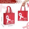 Yeyeplum 30 Pcs Red Ribbon Week Tote Bags Bulk Reusable Non Woven Handbags for Anti-drugs Awareness Heart Health Awareness Aids Hiv Prevention for Campaigns Fundraising and Groups Support Supplies view 4