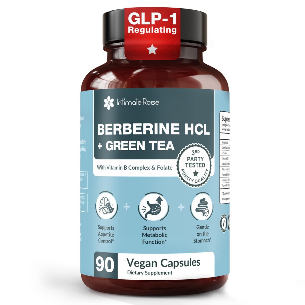GLP-1 Support Supplement - Berberine with Green Tea Extract, 90 Capsules