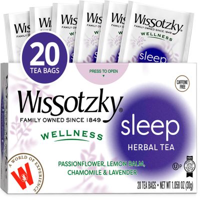Wissotzky Herbal Wellness Sleep Tea, 20 Teabags | Soothing & Relaxing | Caffeine Free Tea | Natural Sleep Benefits
