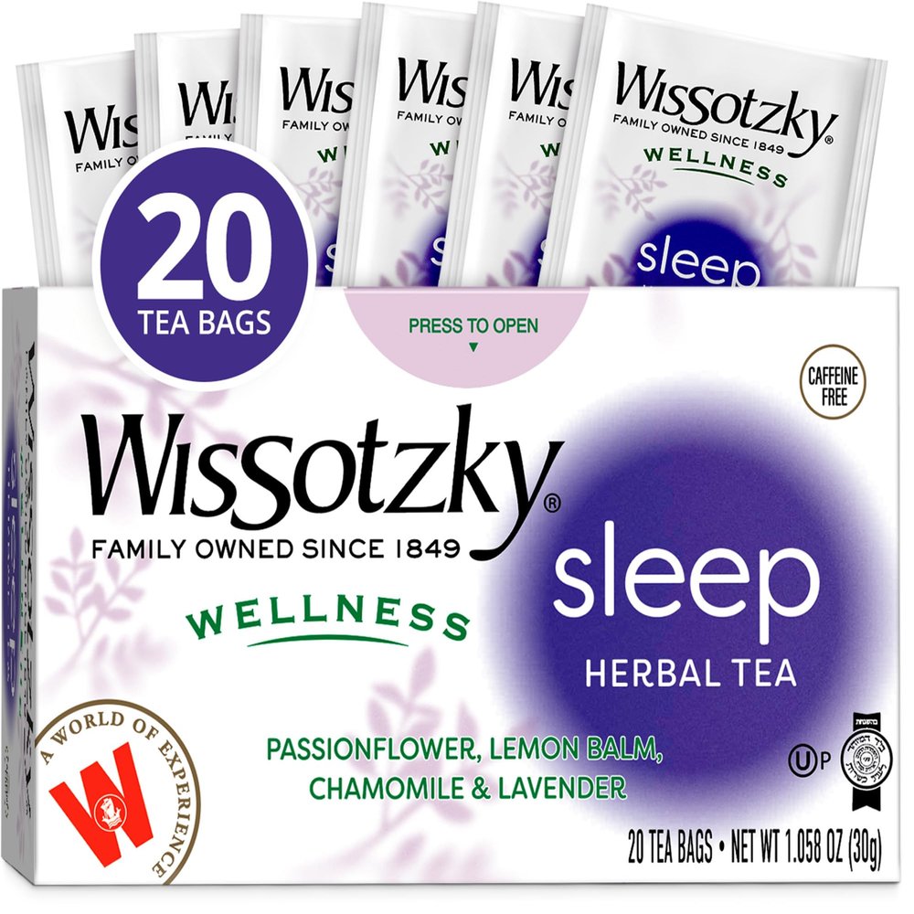 Wissotzky Herbal Wellness Sleep Tea, 20 Teabags | Soothing & Relaxing | Caffeine Free Tea | Natural Sleep Benefits