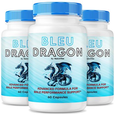 (3 Pack) Bleu Dragon Pills for Men - Original BleuDragon Formulation with Clean, Premium Blend to Support Lasting Energy, Performance and Stamina | Easy-to-Swallow Male Capsules (180 Capsules)