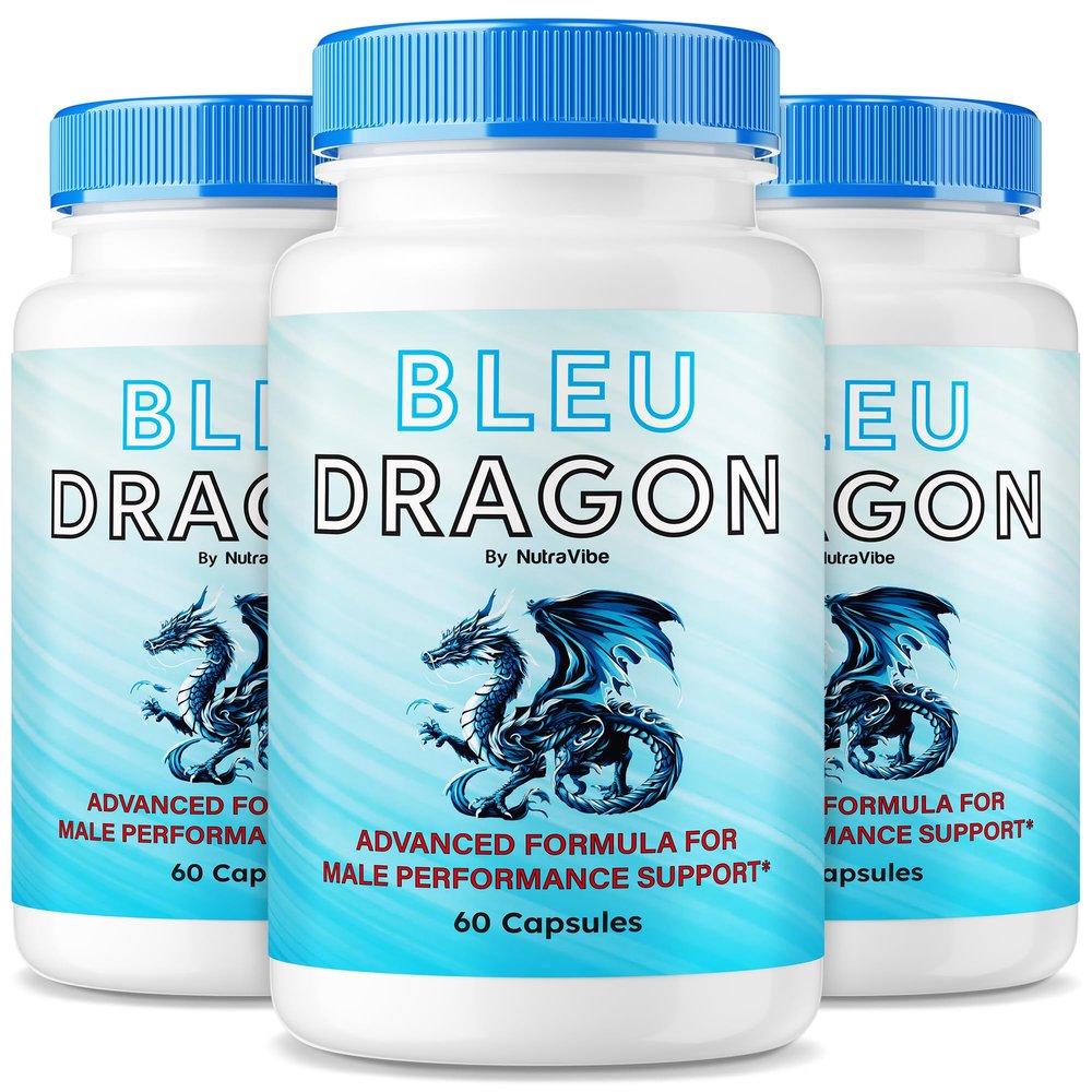 (3 Pack) Bleu Dragon Pills for Men - Original BleuDragon Formulation with Clean, Premium Blend to Support Lasting Energy, Performance and Stamina | Easy-to-Swallow Male Capsules (180 Capsules)