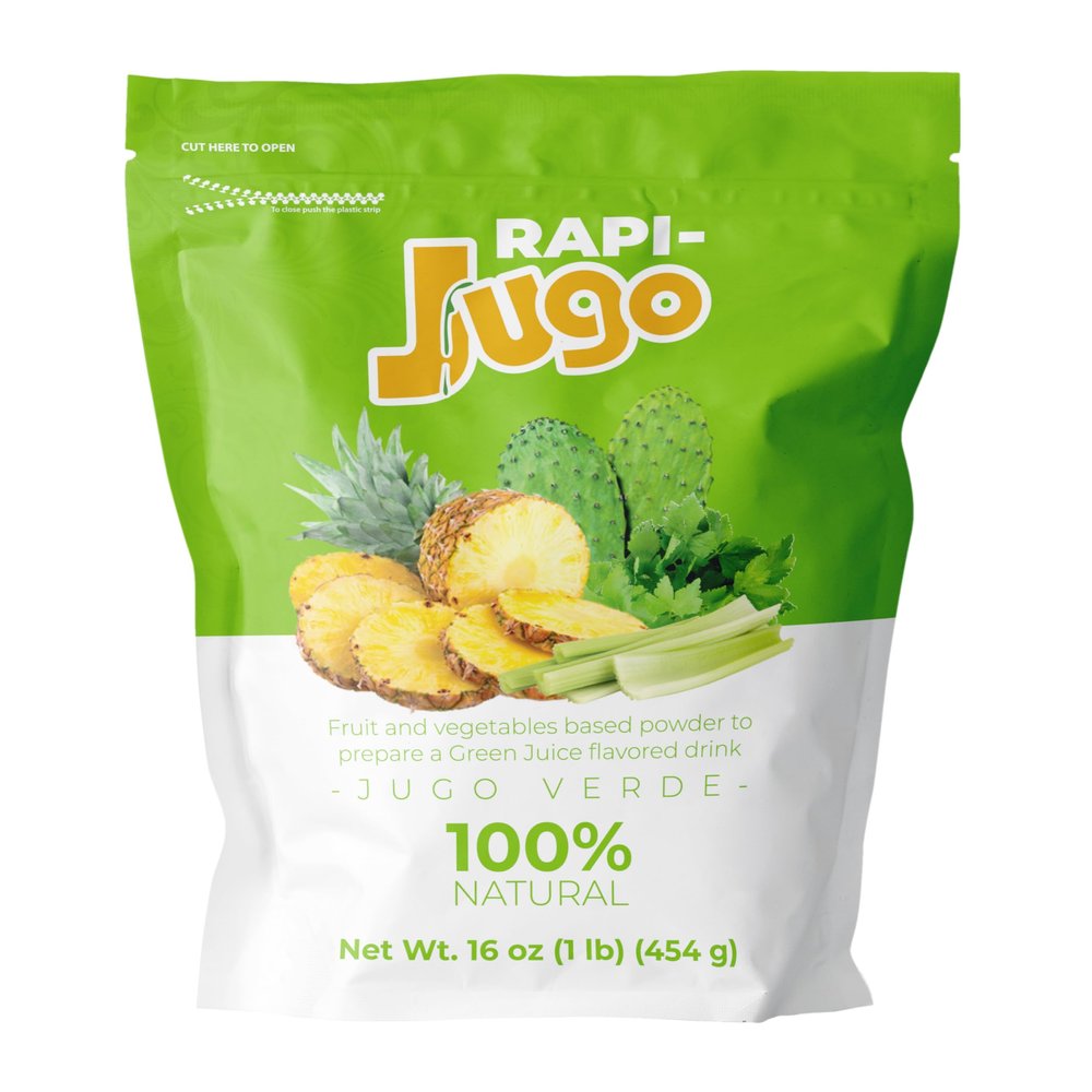 RAPIJUGO Green Juice Powder Drink Mix, Pineapple Celery Parsley Nopal Flavor, Antioxidant Blend, 1 Pound, Adult Dietary Supplement, Ambient Storage