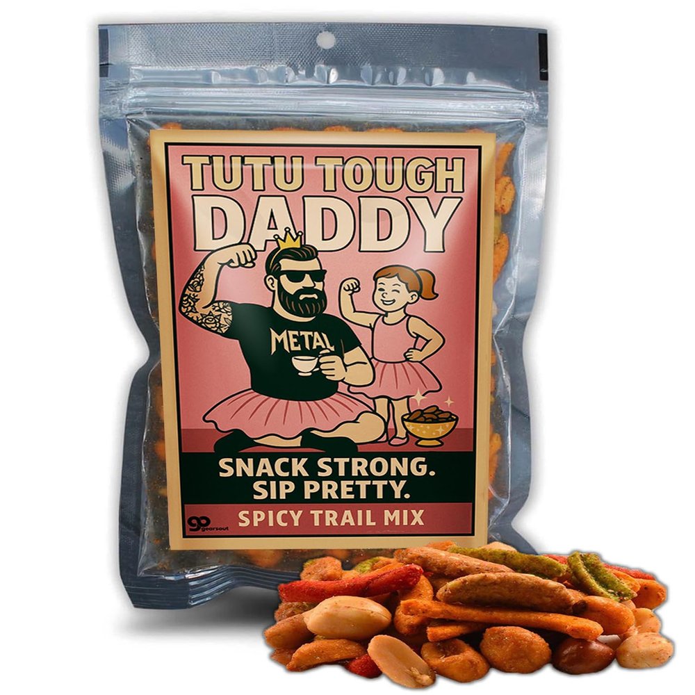 Tutu Tough Daddy Trail Mix - Spicy Snacks for Girl Dads Fathers Day from Daughter, Sriracha Blend with Spiced Peanuts, Guacamole Bites