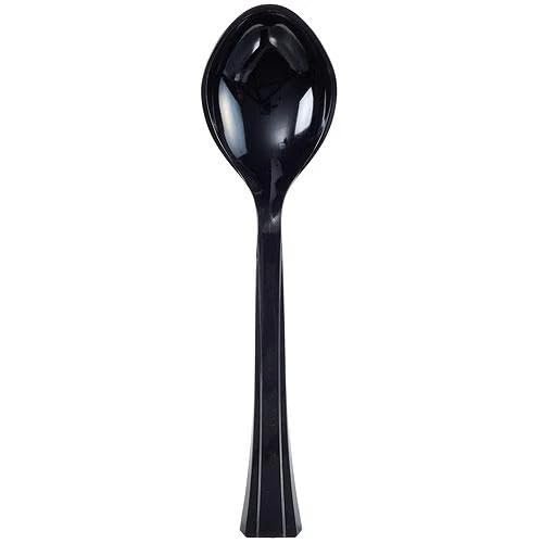 10.5 Inch Black Salad Plastic Serving Spoon Durable Disposable Utensil for Buffet, Salads, Catering, Parties, Events, BBQs & Food Service (30)