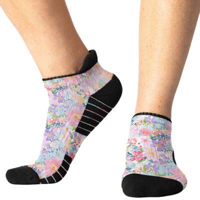 Viasox Ankle Compression Socks for Women & Men, 14 mmHg Support Improves Circulation, Extra Cushioned (US, Alpha, Medium, Regular, Regular, Bouquet)