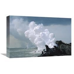 12 x 18 in. Marine Iguanas with Steam from Lava Flowing Into Sea, Galapagos Islands, Ecuador Art Print - Tui De Roy
