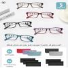 JOLISU 3.75 Reading Glasses for Women: 5 Pack Blue Light Blocking Readers for Small Face, Lightweight Spring Hinge Anti-Glare(Brown+Red+Black+Purple+Blue) view 4