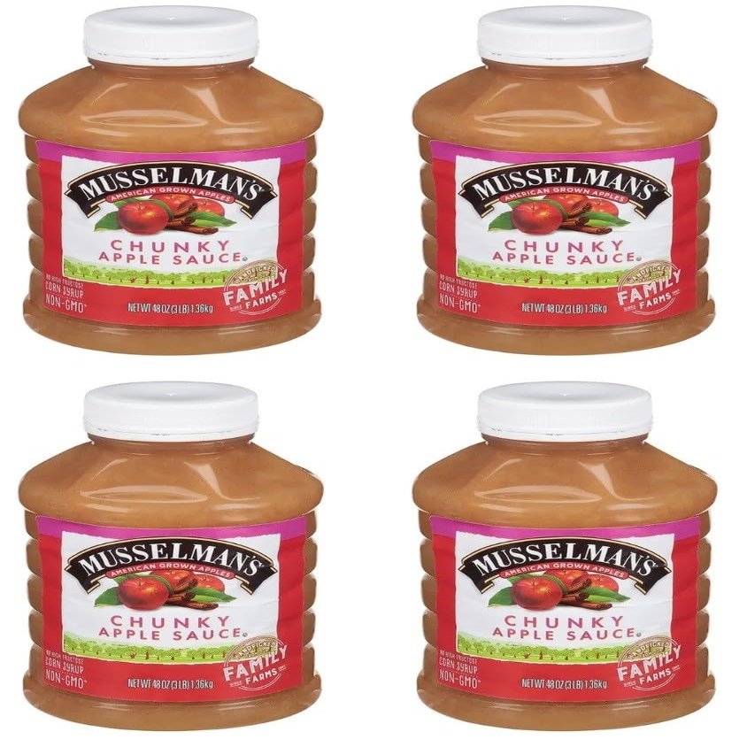 Home Style Chunky Applesauce, American Grown Apples by Musselmanns., Non-GMO, 48 Oz Jar - Pack of 4