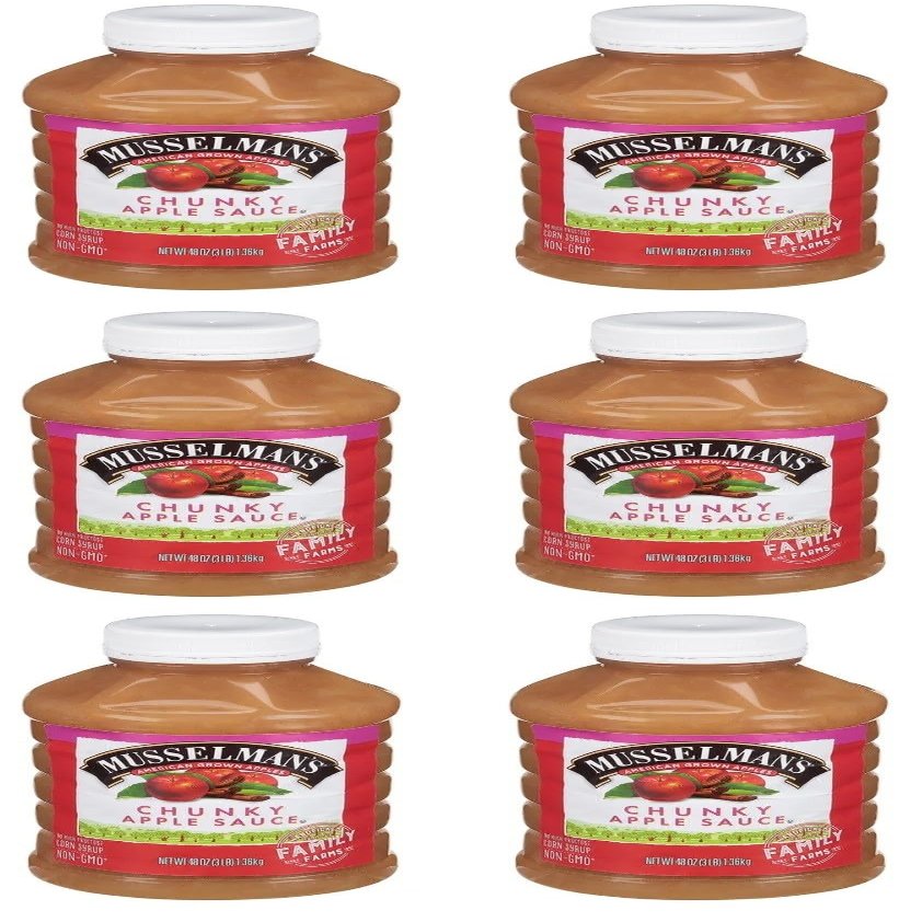 Home Style Chunky Applesauce, American Grown Apples by Musselmanns., Non-GMO, 48 Oz Jar - Pack of 6
