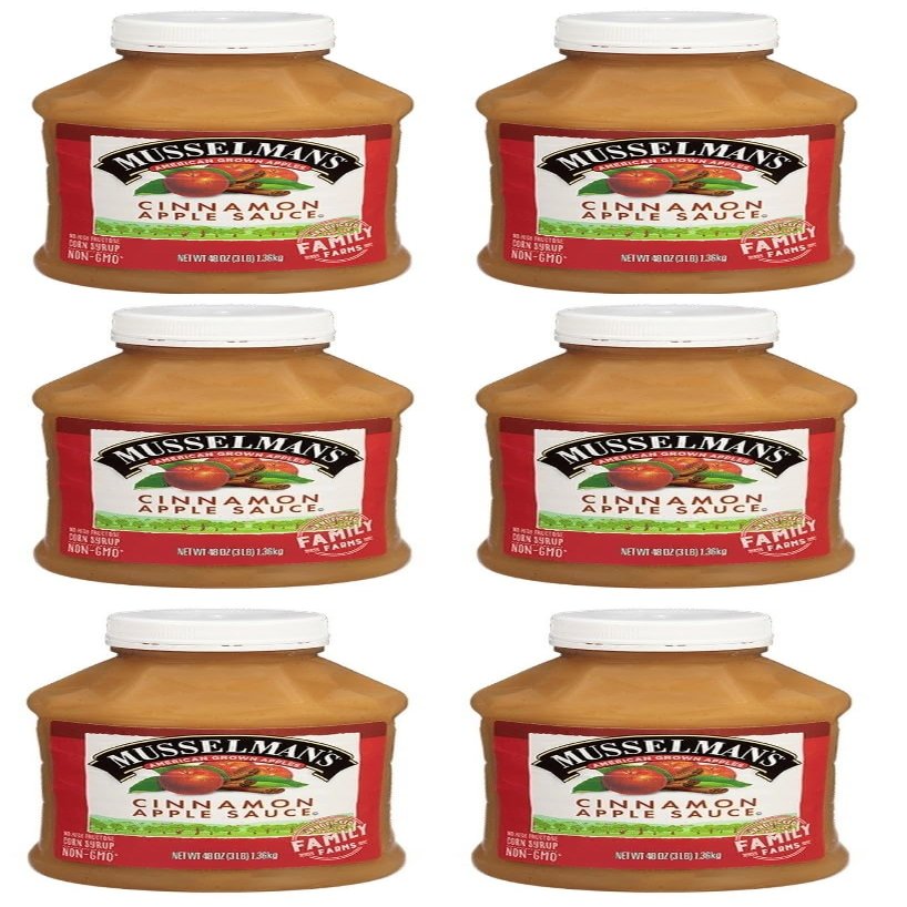 Home Style Cinnamon Applesauce, American Grown Apples by Musselmanns., Non-GMO, Gluten Free, Dairy Free, 48 Oz Jar - Pack of 6