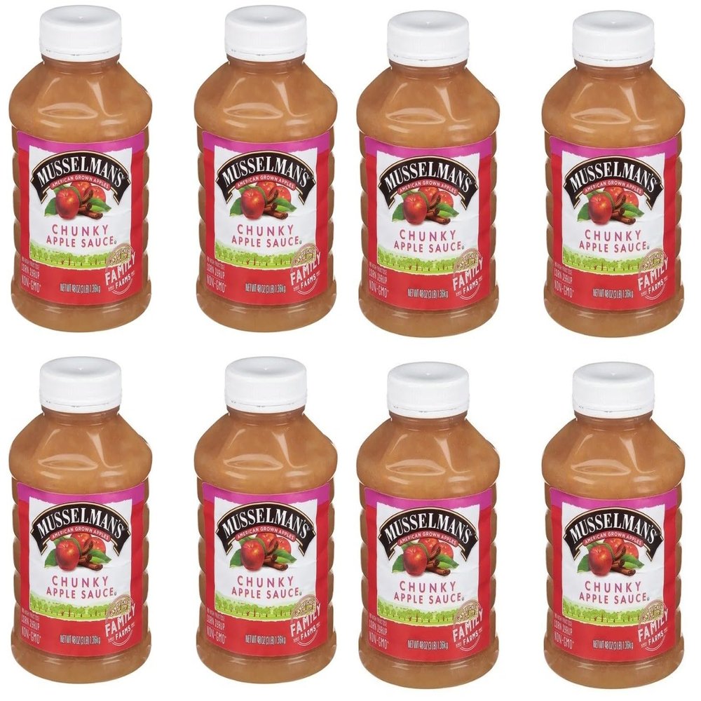 Home Style Chunky Applesauce, American Grown Apples by Musselmanns., Non-GMO, 48 Oz Jar - Pack of 8
