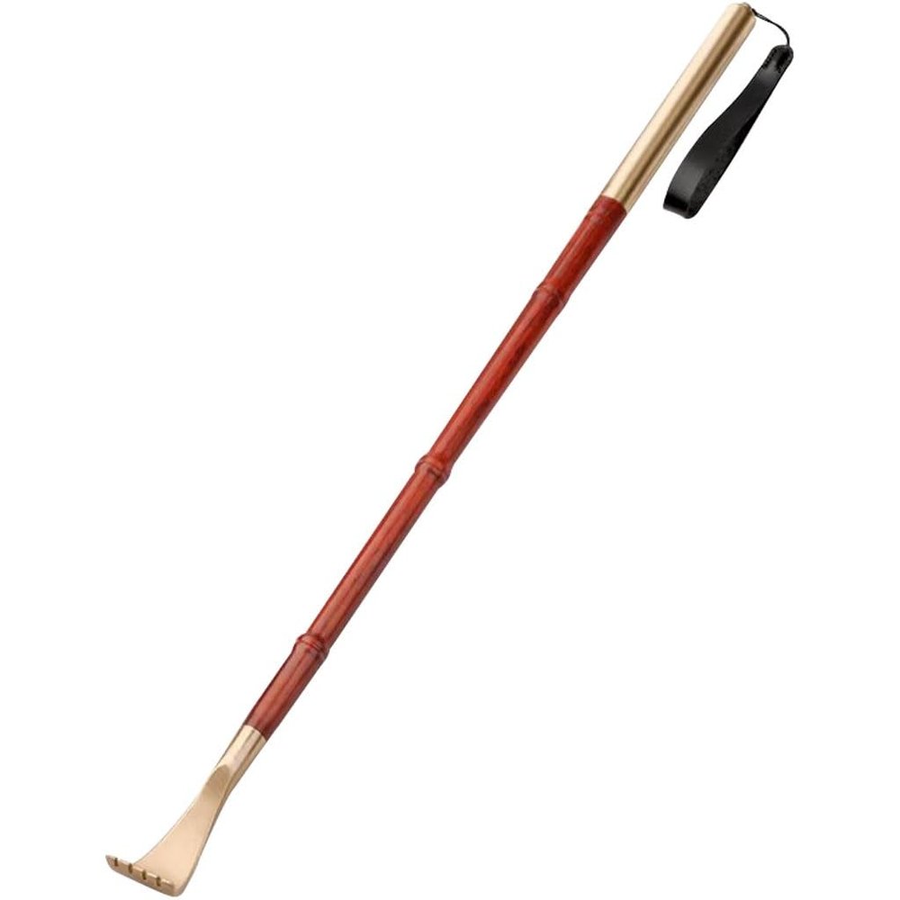 1/2-Pack Home Backscratcher, Rosewood/Purple Sandalwood Brass Back Scratcher, with Non-Slip Handle and Strap, Anti-Itch Massager Tool(B,46.5cm*1)