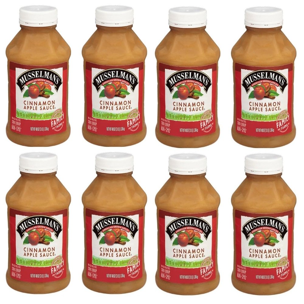 Home Style Cinnamon Applesauce, American Grown Apples by Musselmanns., Non-GMO, Gluten Free, Dairy Free, 48 Oz Jar - Pack of 8
