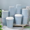 Whaline 100Pcs Light Blue Disposable Coffee Cups with Lids 12oz Solid Blue Paper Cups Corrugated Ripple Wall Insulated Hot Cups for Home Office Party Supplies view 4