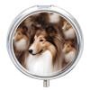 Portable Pill Organizer Small Pill Box Shelties Dog 3 Compartment Medicine Vitamin Organizer Travel Medicine Organizer with Mirror & Button Closure Cute Medication Case for Purse view 1