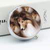 Portable Pill Organizer Small Pill Box Shelties Dog 3 Compartment Medicine Vitamin Organizer Travel Medicine Organizer with Mirror & Button Closure Cute Medication Case for Purse view 4