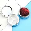 Portable Pill Organizer Small Pill Box Red Rose Love Heart 3 Compartment Medicine Vitamin Organizer Travel Medicine Organizer with Mirror & Button Closure Cute Medication Case for Purse view 2