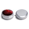 Portable Pill Organizer Small Pill Box Red Rose Love Heart 3 Compartment Medicine Vitamin Organizer Travel Medicine Organizer with Mirror & Button Closure Cute Medication Case for Purse view 3