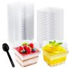 Alaeseje 60 Pack 8 oz Plastic Dessert Cups with Lids and Spoons,Square Parfait Cups Disposable Cake Containers with Lid for Ice Cream,Pudding,Yogurt Fruit,Mousse view 1