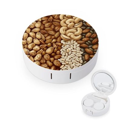 QMNDWE Various Nut Patterns Contact Lens Case Travel Size Cute Colored Contact Bin The Box Of Contact Lens Set For Daily Outdoor Travel