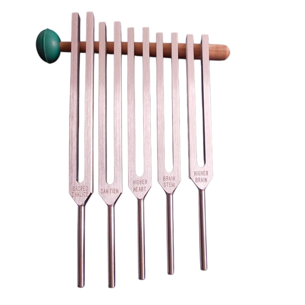 Om Industries Sharp Tuning Fork Set of 5 for Relaxation Sound Healing.