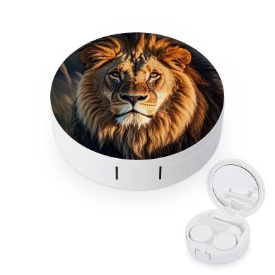 QMNDWE A Lion Contact Lens Case Travel Size Cute Colored Contact Bin The Box Of Contact Lens Set For Daily Outdoor Travel