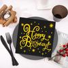 100 PCS Happy Birthday Paper Napkins, Black Gold Foil Birthday Disposable Guest Napkins, Decorative Paper Napkins for Dinner Picnic Cocktail Bday Chrismas Party Decorations, 1313 Inch view 4