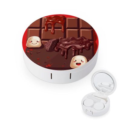 QMNDWE Cartoon Chocolate Contact Lens Case Travel Size Cute Colored Contact Bin The Box Of Contact Lens Set For Daily Outdoor Travel