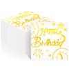 100 PCS Happy Birthday Napkins, Disposable Gold Foil Star Fireworks Decorative Paper Napkins, White Gold Birthday Dinner Cocktail Napkins for Men Women Bday Christmas Party Table Decor, 1313 Inch view 1