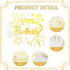 100 PCS Happy Birthday Napkins, Disposable Gold Foil Star Fireworks Decorative Paper Napkins, White Gold Birthday Dinner Cocktail Napkins for Men Women Bday Christmas Party Table Decor, 1313 Inch view 3