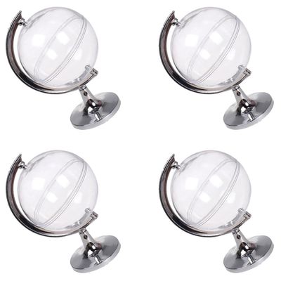 4 Pieces Candy Boxs Candy Case Globe-shaped Candy Container Plastic Treat Boxs Treat Container Gift Box Clear Jewelry Box Jewelry Storage Case for Wedding Birthday Party, Silver