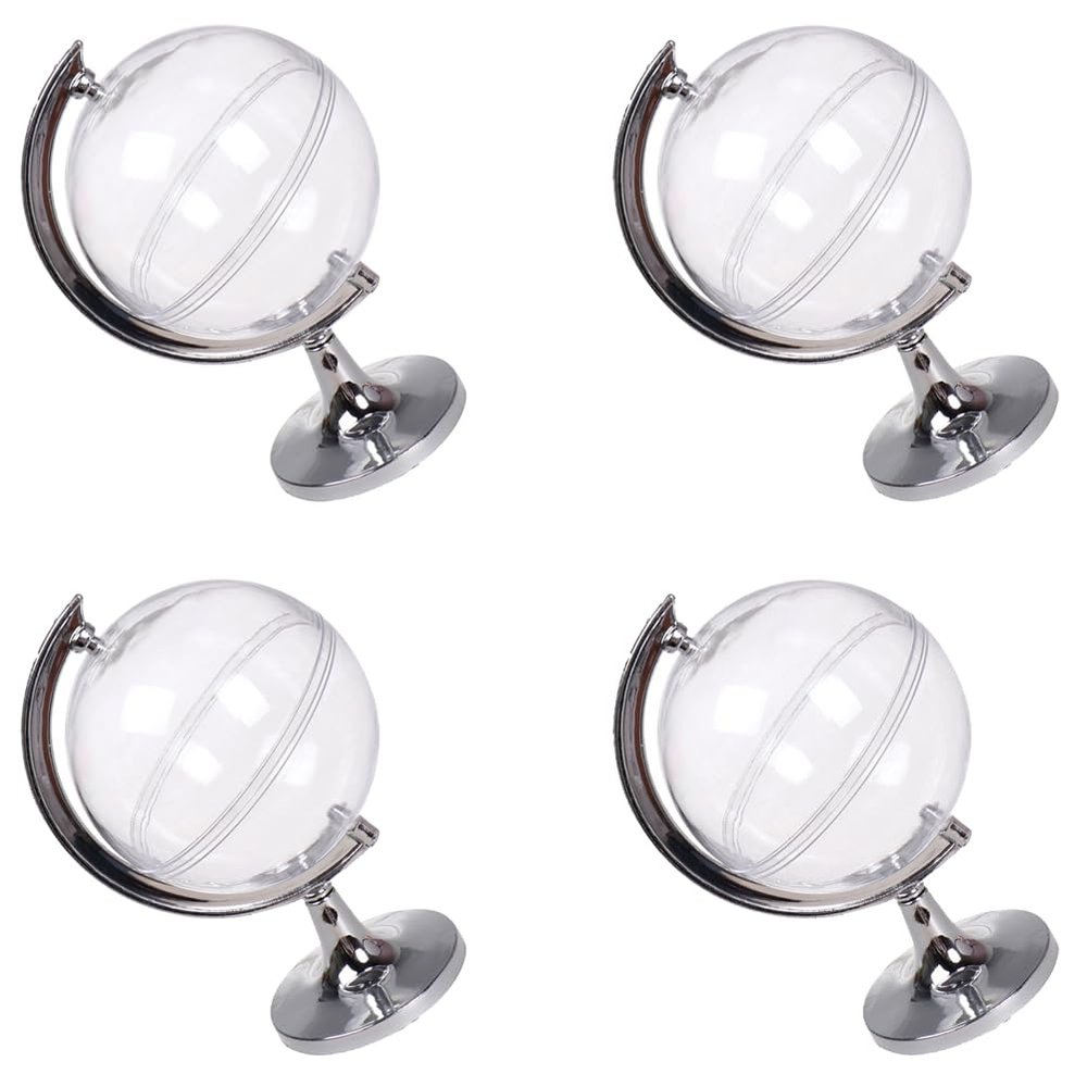 4 Pieces Candy Boxs Candy Case Globe-shaped Candy Container Plastic Treat Boxs Treat Container Gift Box Clear Jewelry Box Jewelry Storage Case for Wedding Birthday Party, Silver