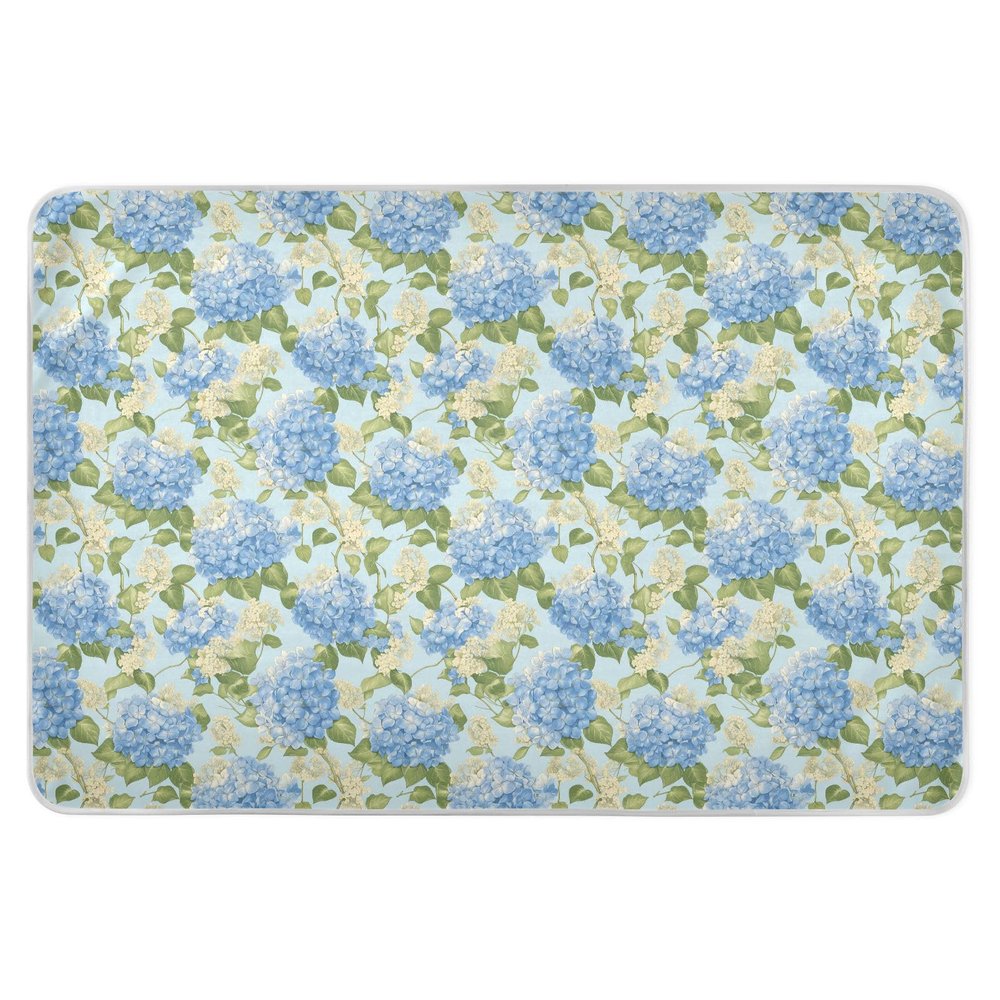 Light Blue Floral Extra Large Resuable Potty Training Pad Soft Absorbent Potty Training Mats Cute Cool Incontinence Pads for Toddler Kids 52" L x 34" W
